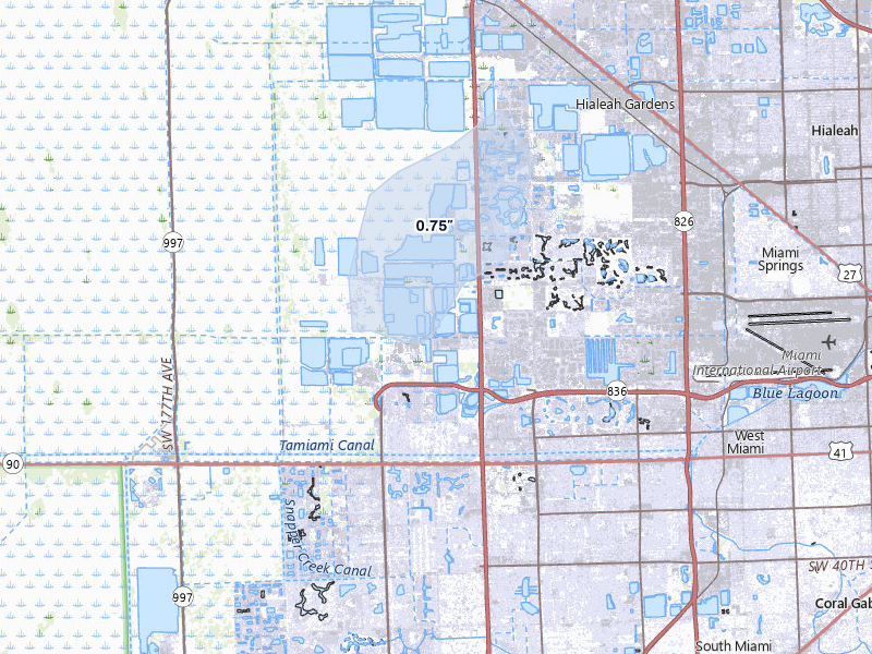 NEXRAD radar-signature map of the hail storm over Miami, FL on Aug 1, 2026