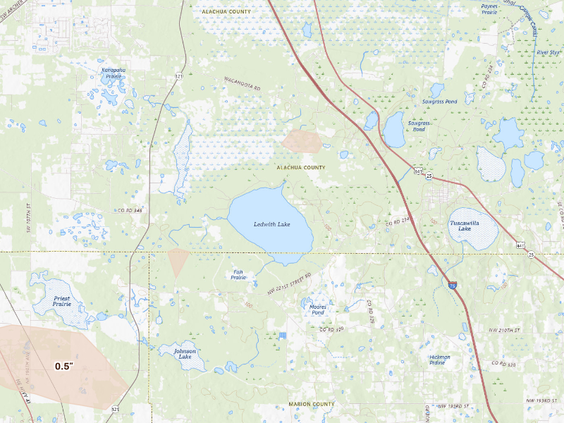 Radar-estimated hail-size map of the storm over Micanopy, FL