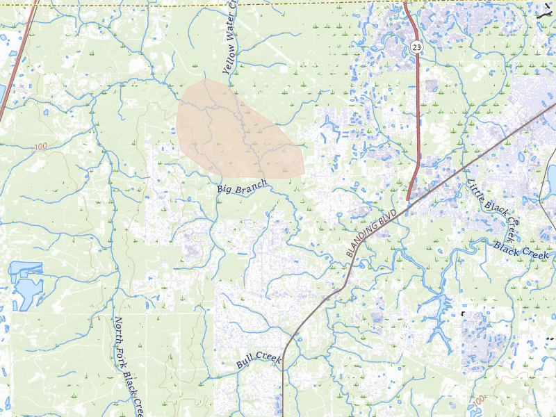 Radar-estimated hail-size map of the storm over Middleburg, FL on Aug 19, 2026