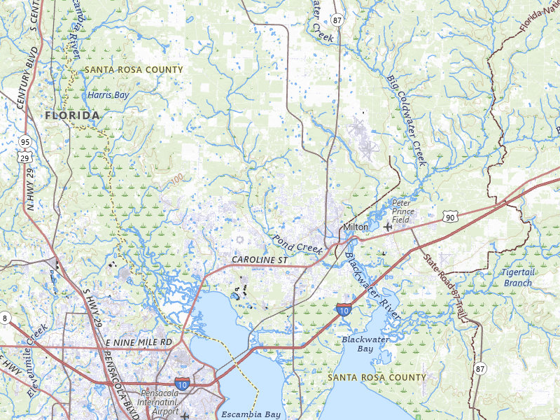 Radar-estimated hail-size map of the storm over Milton, FL on Jul 8, 2026