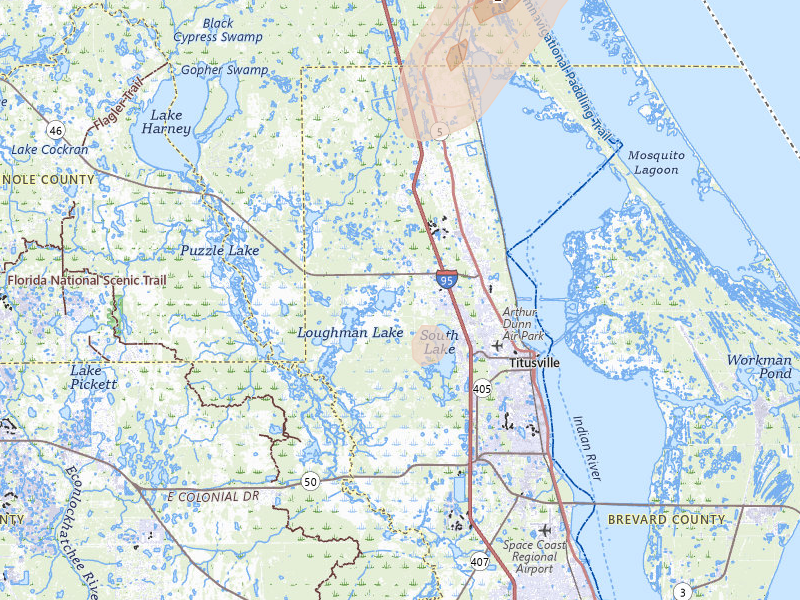 Radar-estimated hail-size map of the storm over Mims, FL on Mar 15, 2026