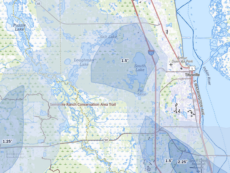 NEXRAD radar-signature map of the hail storm over Mims, FL on Aug 20, 2026