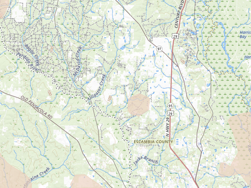 Radar-estimated hail-size map of the storm over Molino, FL on Aug 20, 2026