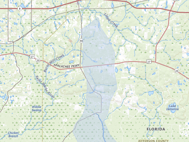 NEXRAD radar-signature map of the hail storm over Monticello, FL on Jul 30, 2026