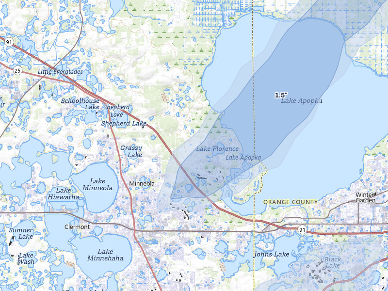 NEXRAD radar-signature map of the hail storm over Montverde, FL on Mar 15, 2026