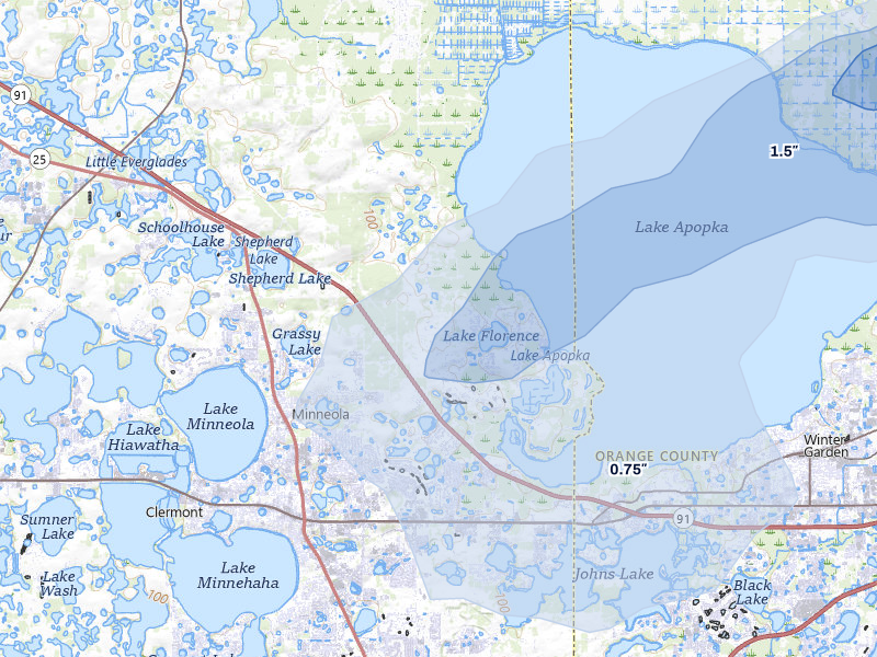 NEXRAD radar-signature map of the hail storm over Montverde, FL on Mar 16, 2026