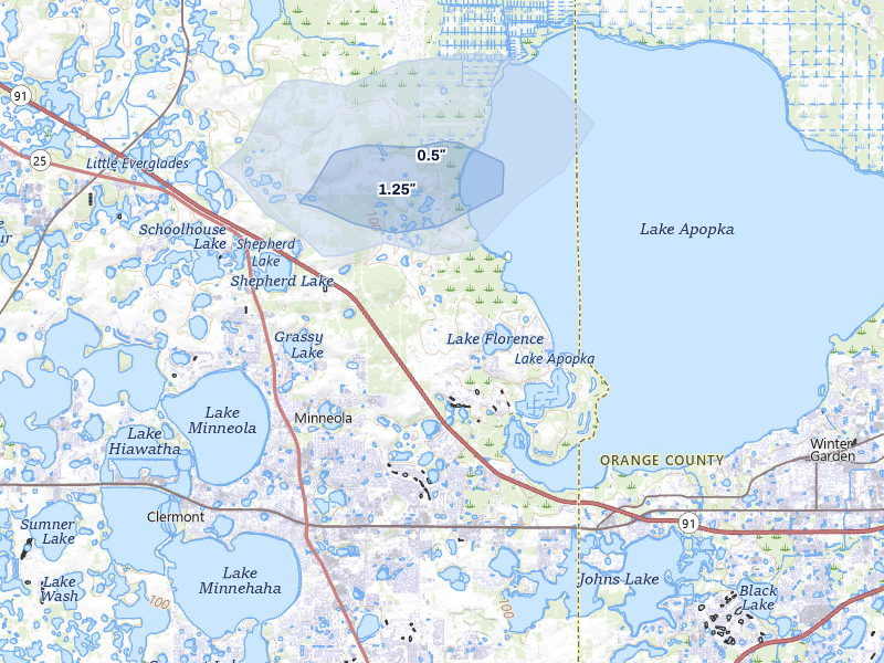 NEXRAD radar-signature map of the hail storm over Montverde, FL on Jul 11, 2026