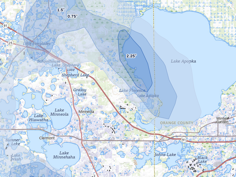 NEXRAD radar-signature map of the hail storm over Montverde, FL on Aug 19, 2026