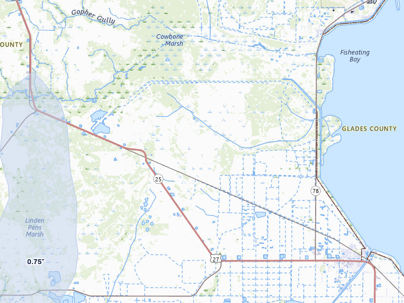 NEXRAD radar-signature map of the hail storm over Moore Haven, FL on Jul 5, 2026