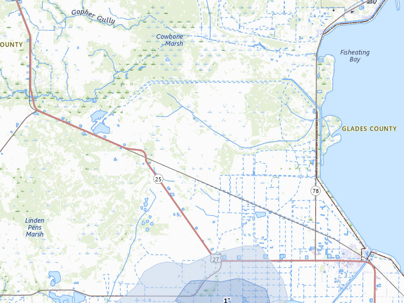 NEXRAD radar-signature map of the hail storm over Moore Haven, FL on Jul 10, 2026