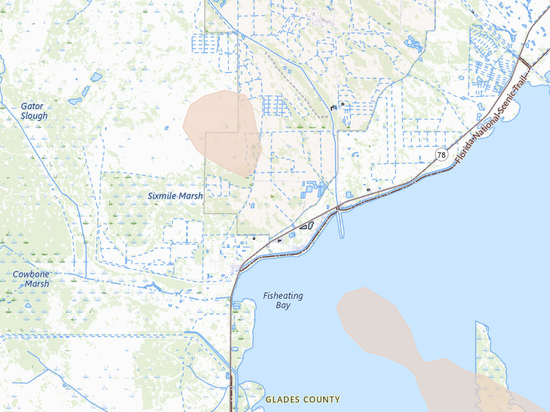 Radar-estimated hail-size map of the storm over Moore Haven, FL on Aug 21, 2026