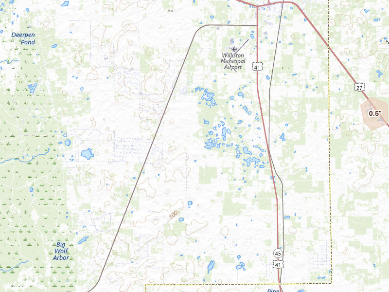 Radar-estimated hail-size map of the storm over Morriston, FL