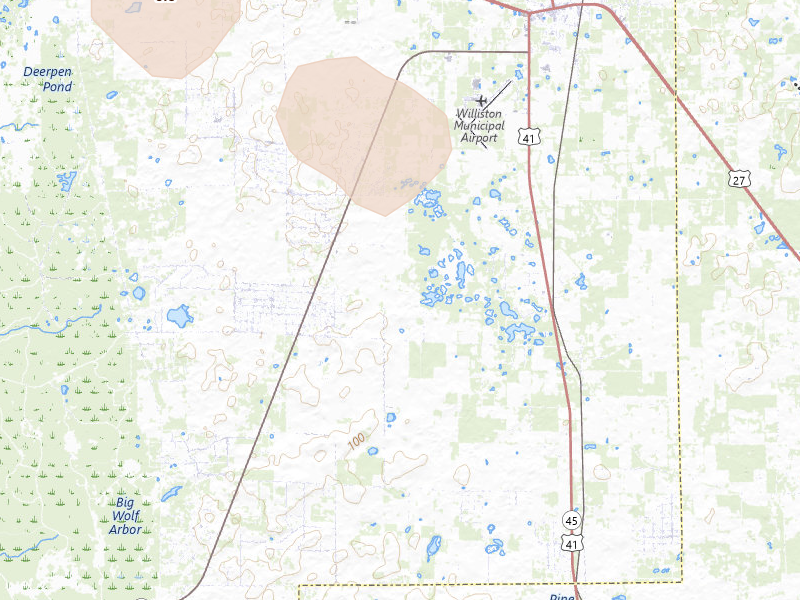 Radar-estimated hail-size map of the storm over Morriston, FL on Jun 30, 2026