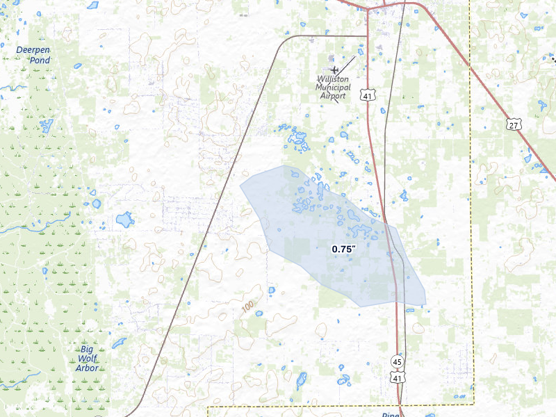 NEXRAD radar-signature map of the hail storm over Morriston, FL on Jul 3, 2026