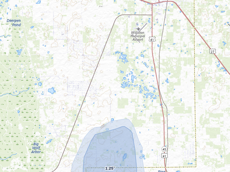 NEXRAD radar-signature map of the hail storm over Morriston, FL on Jul 10, 2026