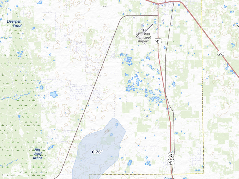 NEXRAD radar-signature map of the hail storm over Morriston, FL on Jul 25, 2026