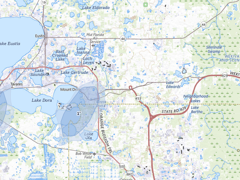 NEXRAD radar-signature map of the hail storm over Mount Dora, FL on Jun 30, 2026