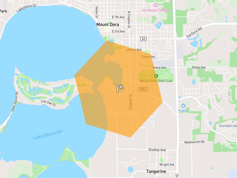 Hail map of Mount Dora, FL on Jun 30, 2026, hail up to 1"