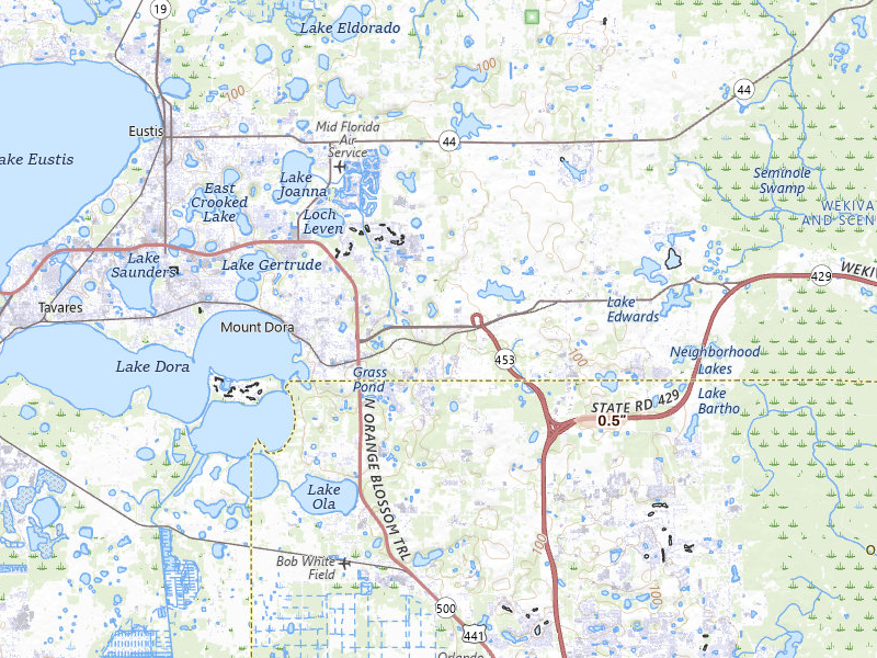 Radar-estimated hail-size map of the storm over Mount Dora, FL on Jul 30, 2026