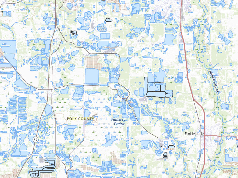 Radar-estimated hail-size map of the storm over Mulberry, FL on Jun 25, 2026