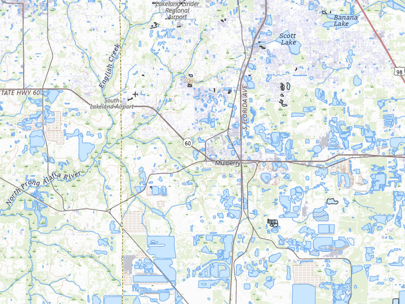 Radar-estimated hail-size map of the storm over Mulberry, FL on Jul 1, 2026