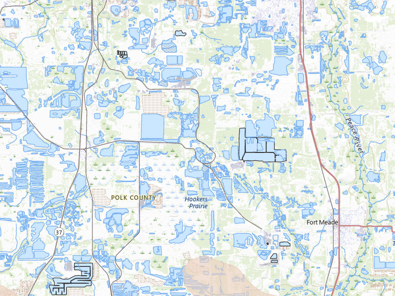 Radar-estimated hail-size map of the storm over Mulberry, FL on Jul 10, 2026