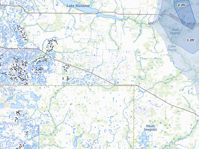 NEXRAD radar-signature map of the hail over Myakka City, FL