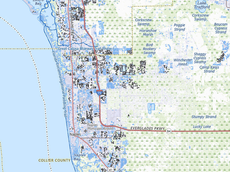 Radar-estimated hail-size map of the storm over Naples, FL on Apr 20, 2026