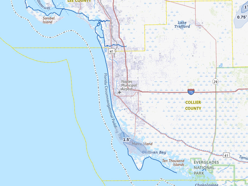 NEXRAD radar-signature map of the hail storm over Naples, FL on May 18, 2026