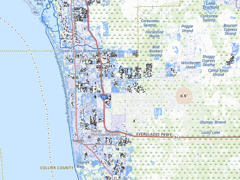 Radar-estimated hail-size map of the storm over Naples, FL