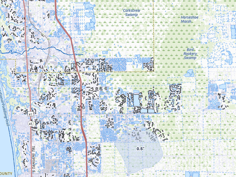 NEXRAD radar-signature map of the hail storm over Naples, FL on Jun 26, 2026