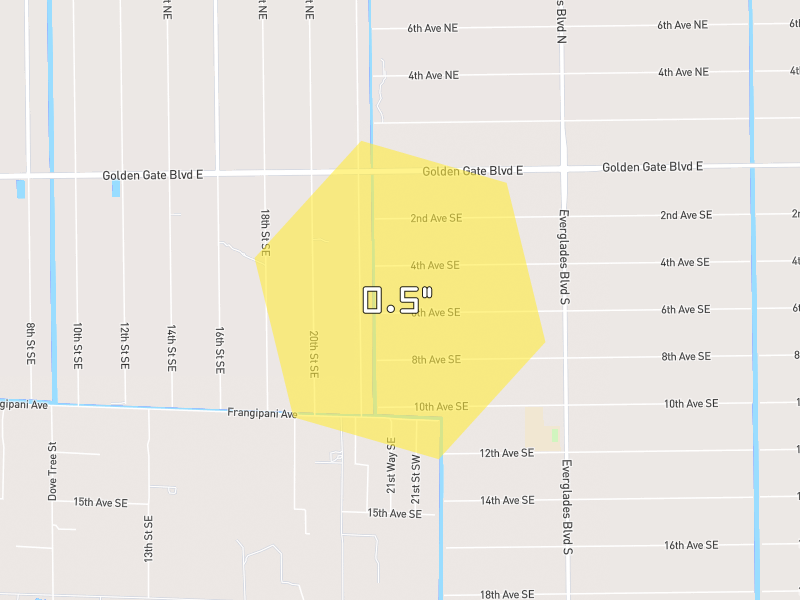 Hail map of Naples, FL on Jun 28, 2026, hail up to 0.5"