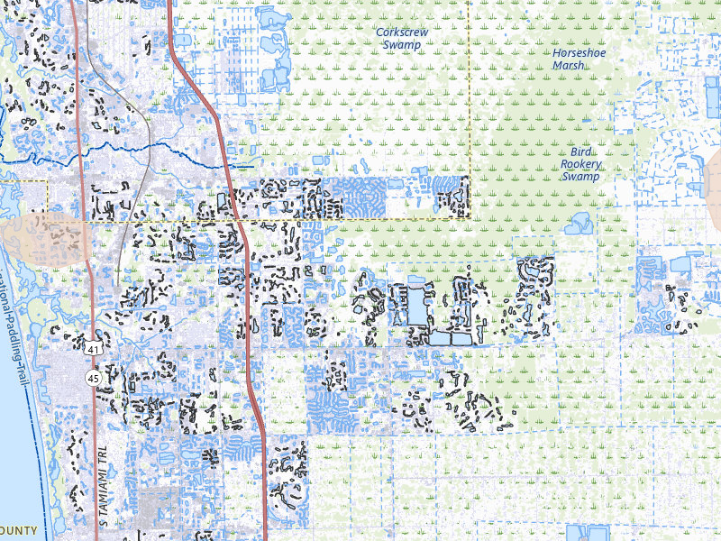 Radar-estimated hail-size map of the storm over Naples, FL on Jul 14, 2026