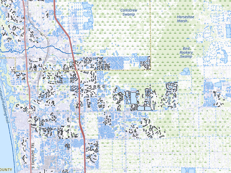 Radar-estimated hail-size map of the storm over Naples, FL on Jul 15, 2026
