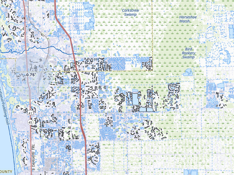 NEXRAD radar-signature map of the hail storm over Naples, FL on Jul 23, 2026