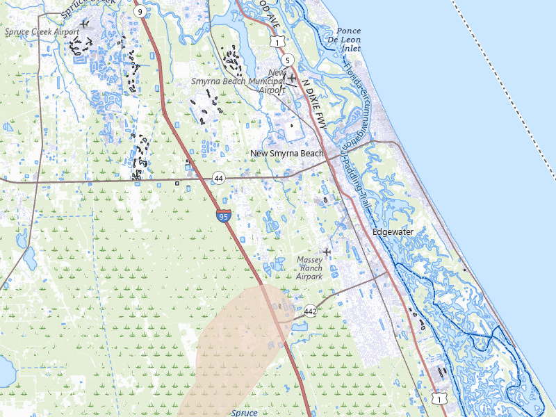 Radar-estimated hail-size map of the storm over New Smyrna Beach, FL on Mar 15, 2026