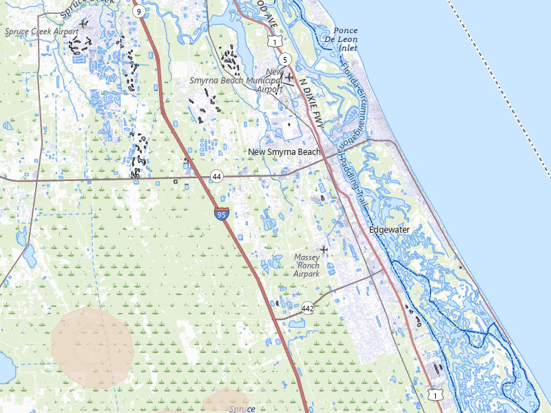Radar-estimated hail-size map of the storm over New Smyrna Beach, FL on Jun 25, 2026