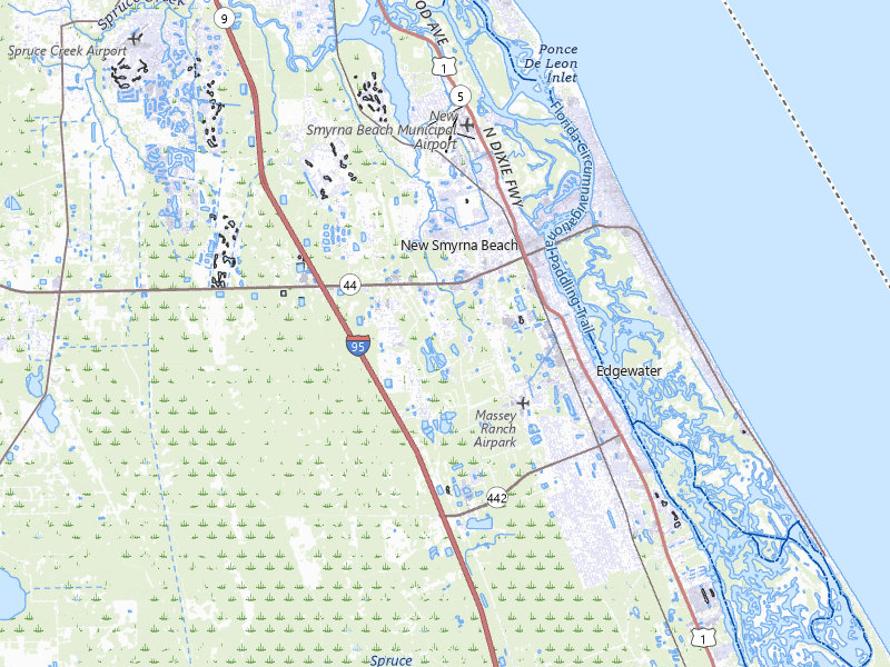 Radar-estimated hail-size map of the storm over New Smyrna Beach, FL on Jul 5, 2026