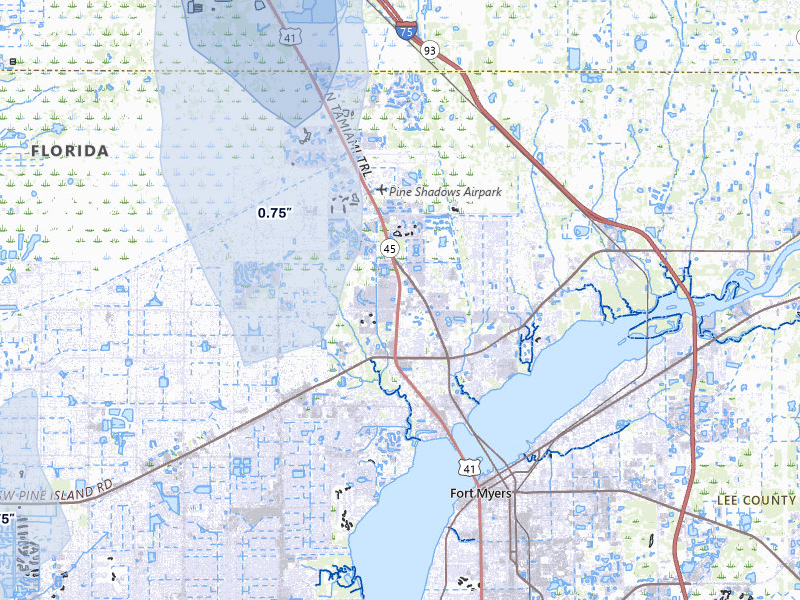 NEXRAD radar-signature map of the hail storm over North Fort Myers, FL on Jun 27, 2026
