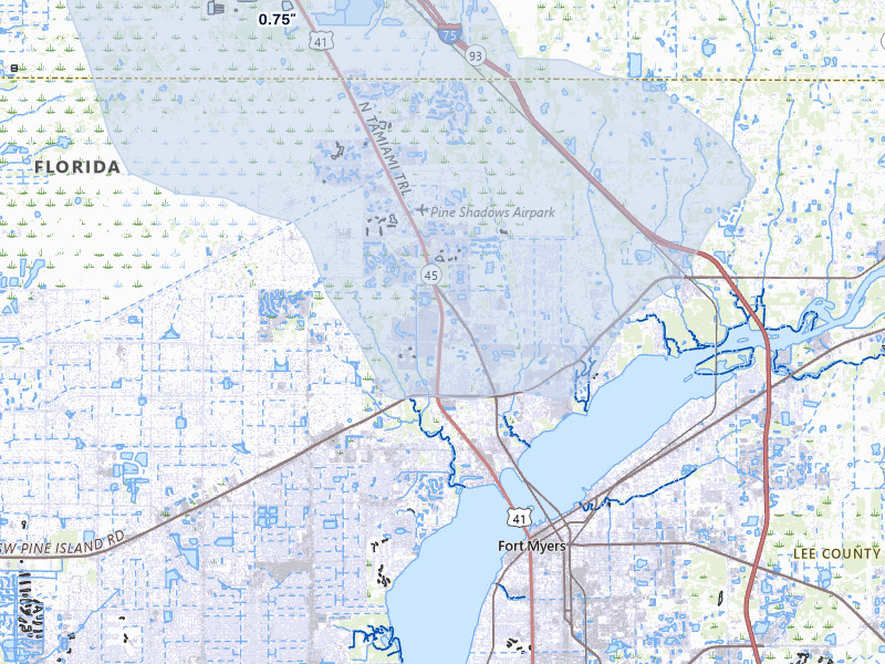 NEXRAD radar-signature map of the hail storm over North Fort Myers, FL on Jun 28, 2026