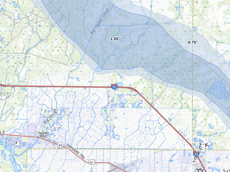 NEXRAD radar-signature map of the hail storm over North Port, FL on Mar 5, 2026