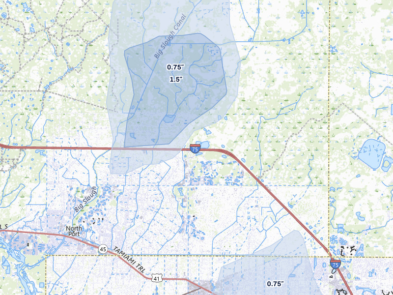 NEXRAD radar-signature map of the hail storm over North Port, FL on Jun 27, 2026