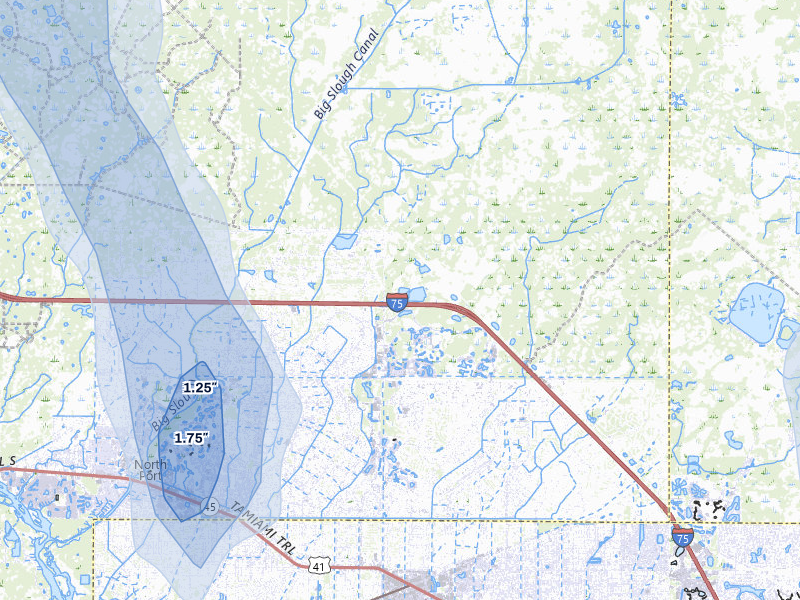 NEXRAD radar-signature map of the hail storm over North Port, FL on Jun 30, 2026