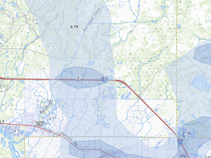 NEXRAD radar-signature map of the hail storm over North Port, FL on Jul 10, 2026