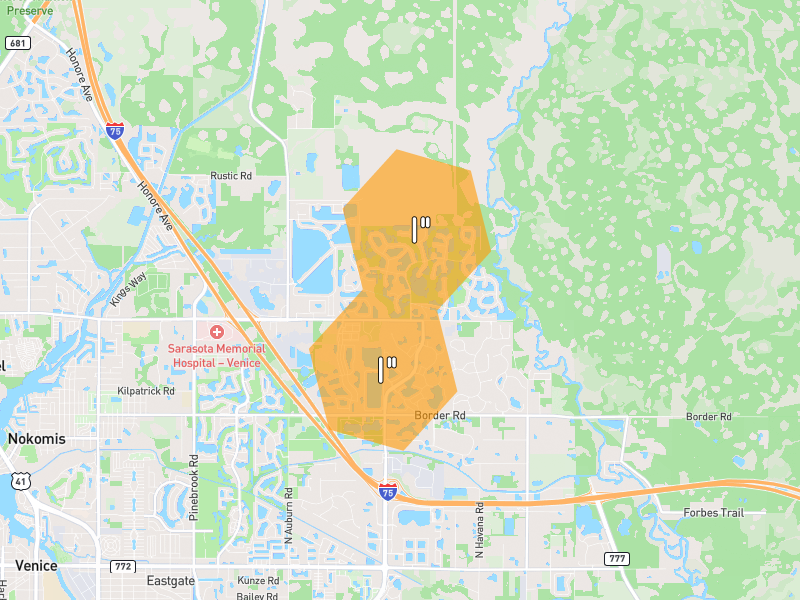Hail map of North Venice, FL on Jul 24, 2026, hail up to 1"