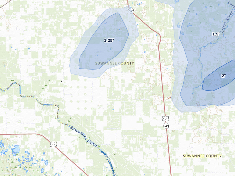 NEXRAD radar-signature map of the hail storm over O Brien, FL on May 17, 2026