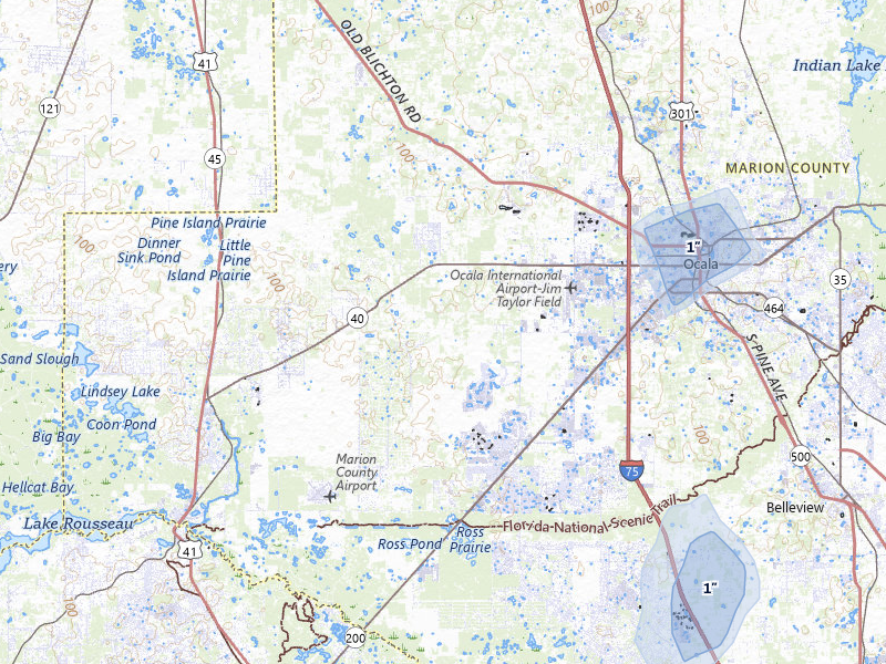 NEXRAD radar-signature map of the hail storm over Ocala, FL on Aug 5, 2026