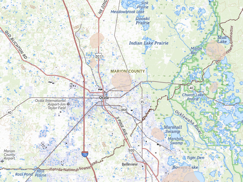 Radar-estimated hail-size map of the storm over Ocala, FL on Aug 19, 2026