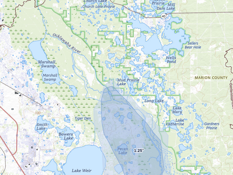 NEXRAD radar-signature map of the hail storm over Ocklawaha, FL on May 17, 2026