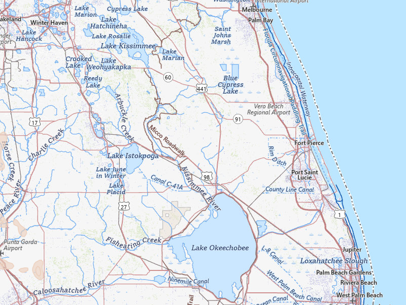 Radar-estimated hail-size map of the storm over Okeechobee, FL on Mar 5, 2026